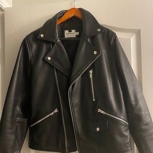 Topman Black Leather Moto Jacket